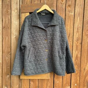 La Miel Charcoal Dark Gray Quilted Oversized Jacket